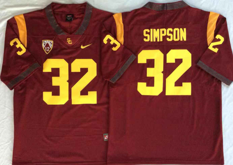 NCAA Men USC Trojans Red #32 SIMPSON->ncaa teams->NCAA Jersey